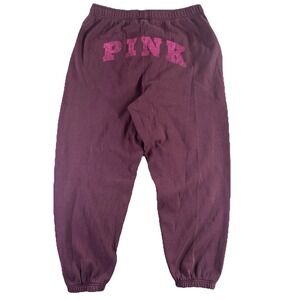 Vintage PINK Victoria's Secret Jogger Sweatpants Size Large Pink Spell-Out Y2K